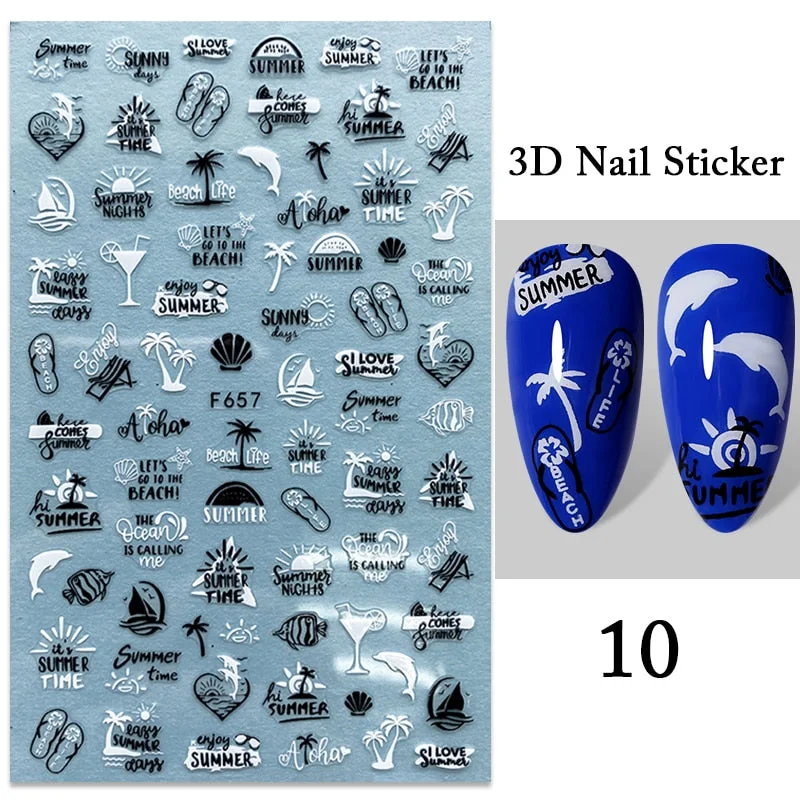 Iridescent Feathers 3D Nail Stickers Holographic Laser Flower Leaf Stickers Spring Summer Slider For Nails Manicures Decoration-Nail Inspo