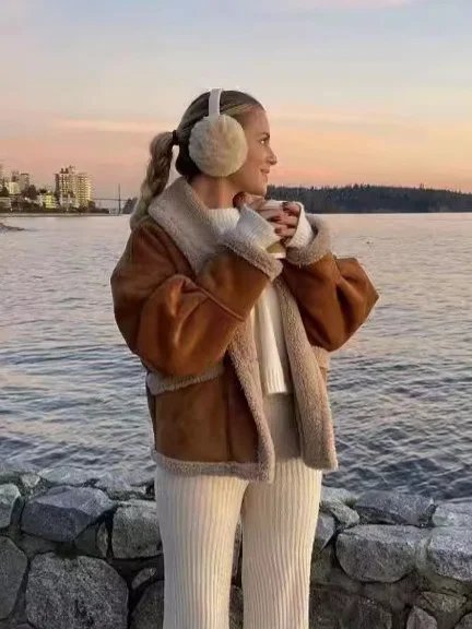 Nigikala Nigikala Autumn And Winter Women's Retro Fur Coat Collar Loose Fur Coat Women B88747