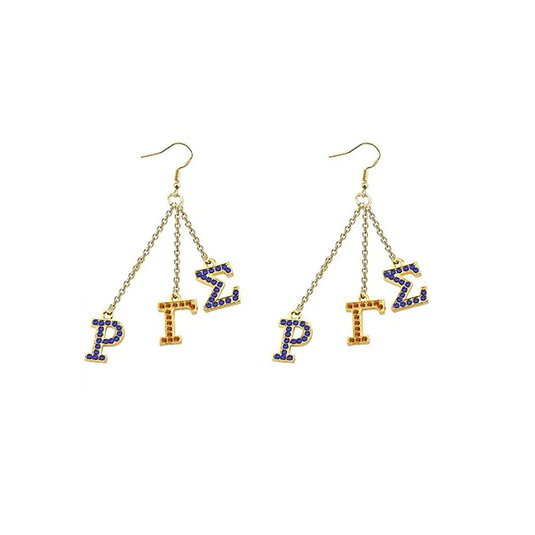 Lady Service College Organization Club Greek Social Symbol Greece Diamond Crystal Letters Sigma Gamma Rho DELTA Earrings