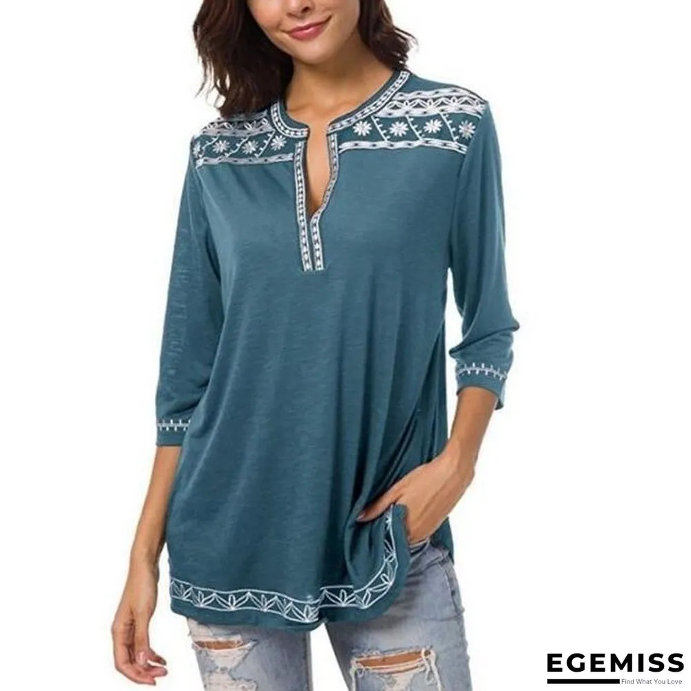 Elegant Women Vintage V-Neck Blouse Tops Tee T-Shirts Plus Size 5XL | EGEMISS