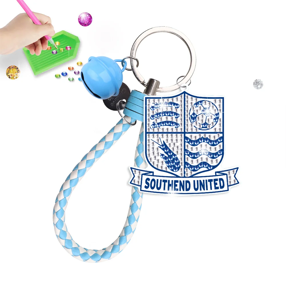 【Upgrade】DIY Southend United F.C. Logo Double Sided Rhinestone Painting Keychain Pendant for Adult