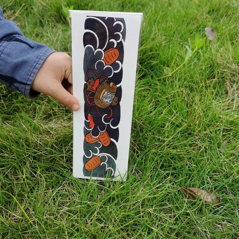 Waterproof Flower Arm Temporary Tattoo Sticker Chinese Wind Arm Ring Wave Art Dec Fake Tattoo Men Women Foot Ring Tattoo Sticker