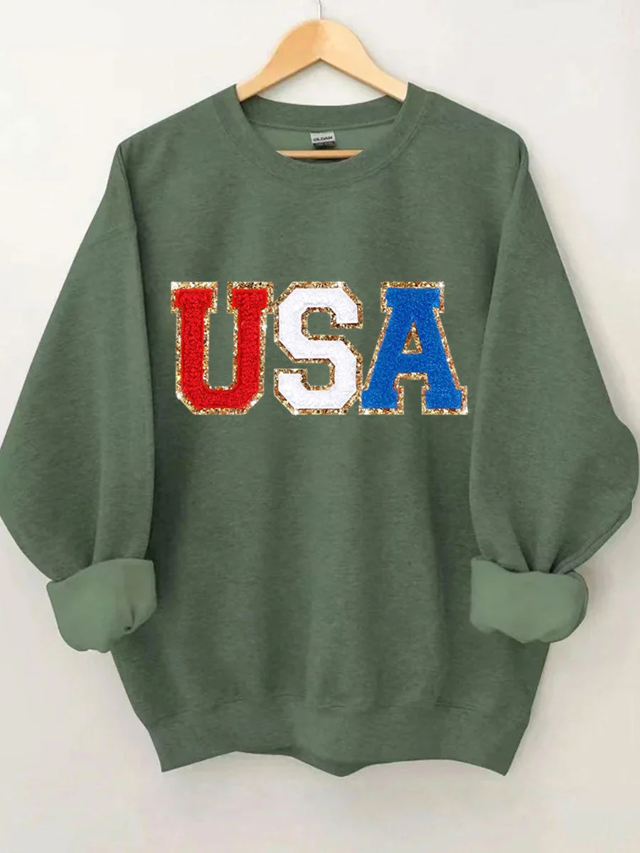 Chenille Patch USA Sweatshirt