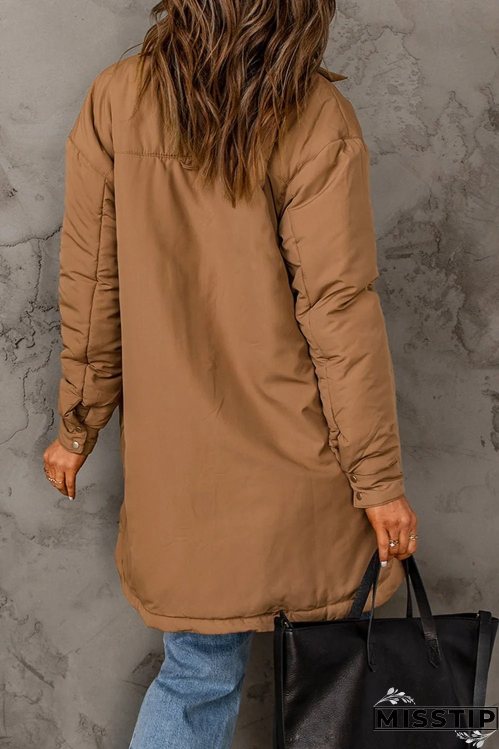 Brown Button Down Padded Jacket