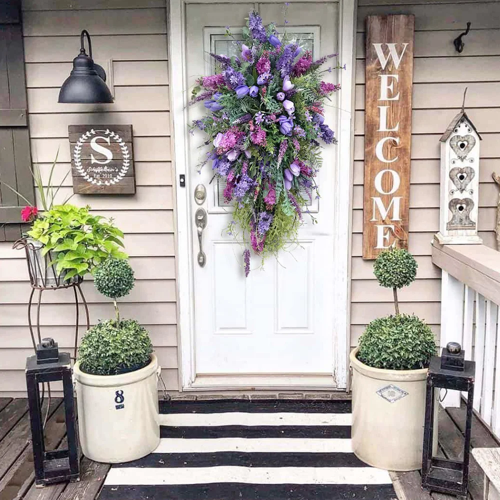 Lilac Tulip Hyacinth Hydrangea Spring Summer Wreath Decoration