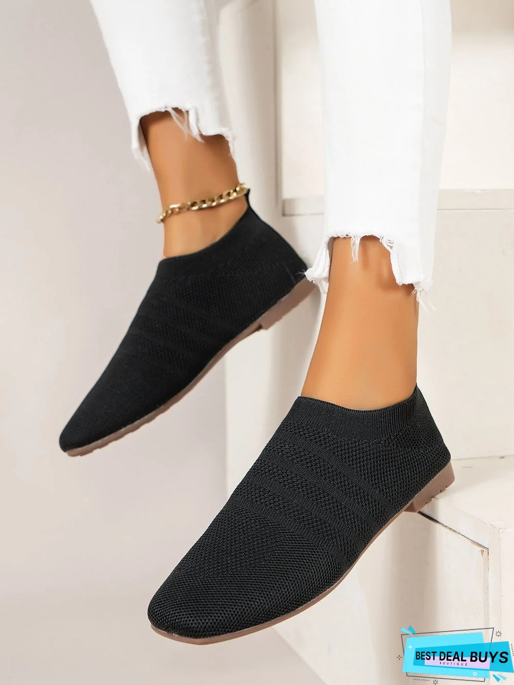 Breathable Mesh Fabric Soft Sole Lace-up Decor Flat Shoes