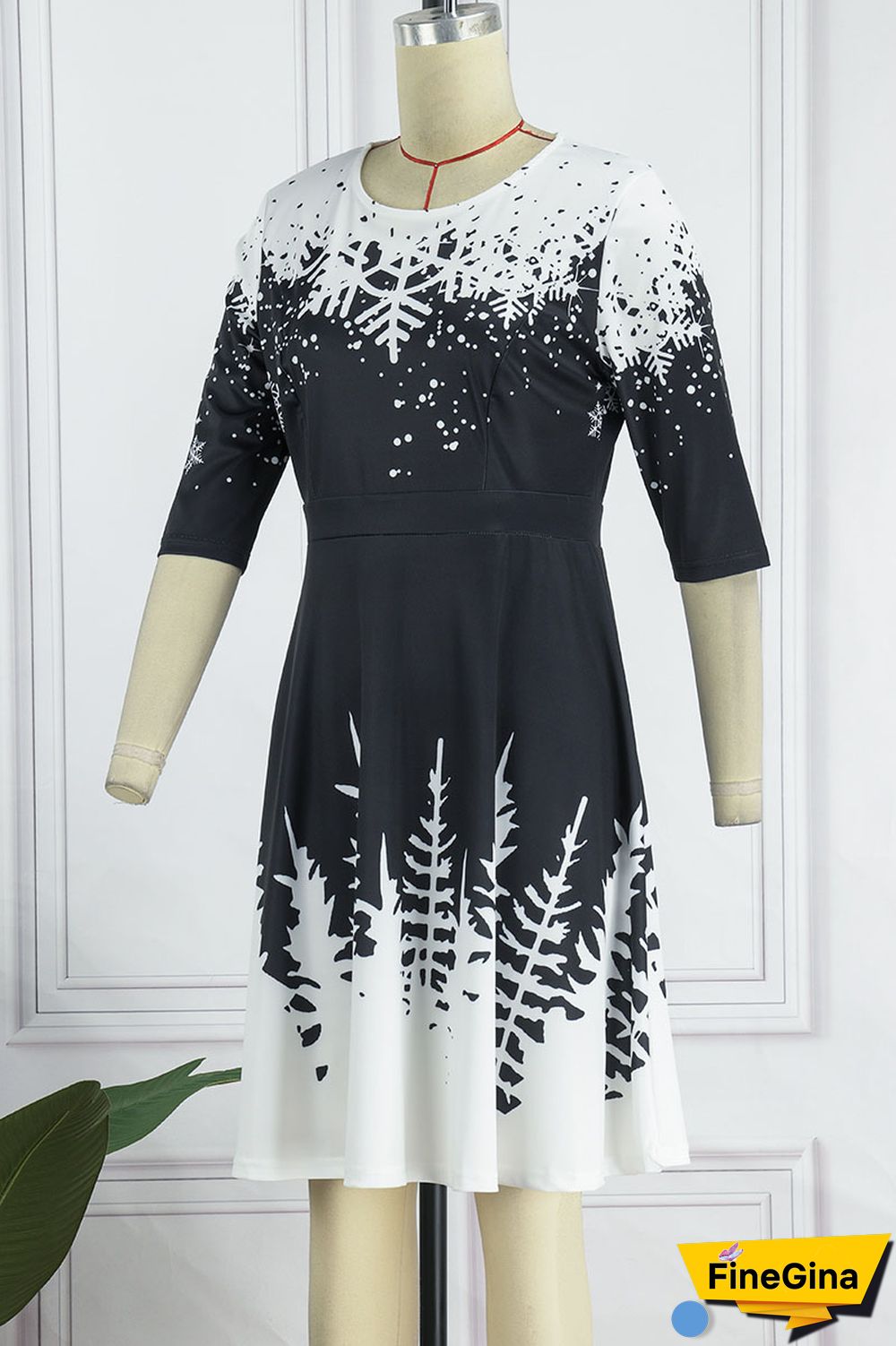 Green Casual Print Patchwork O Neck A Line Dresses