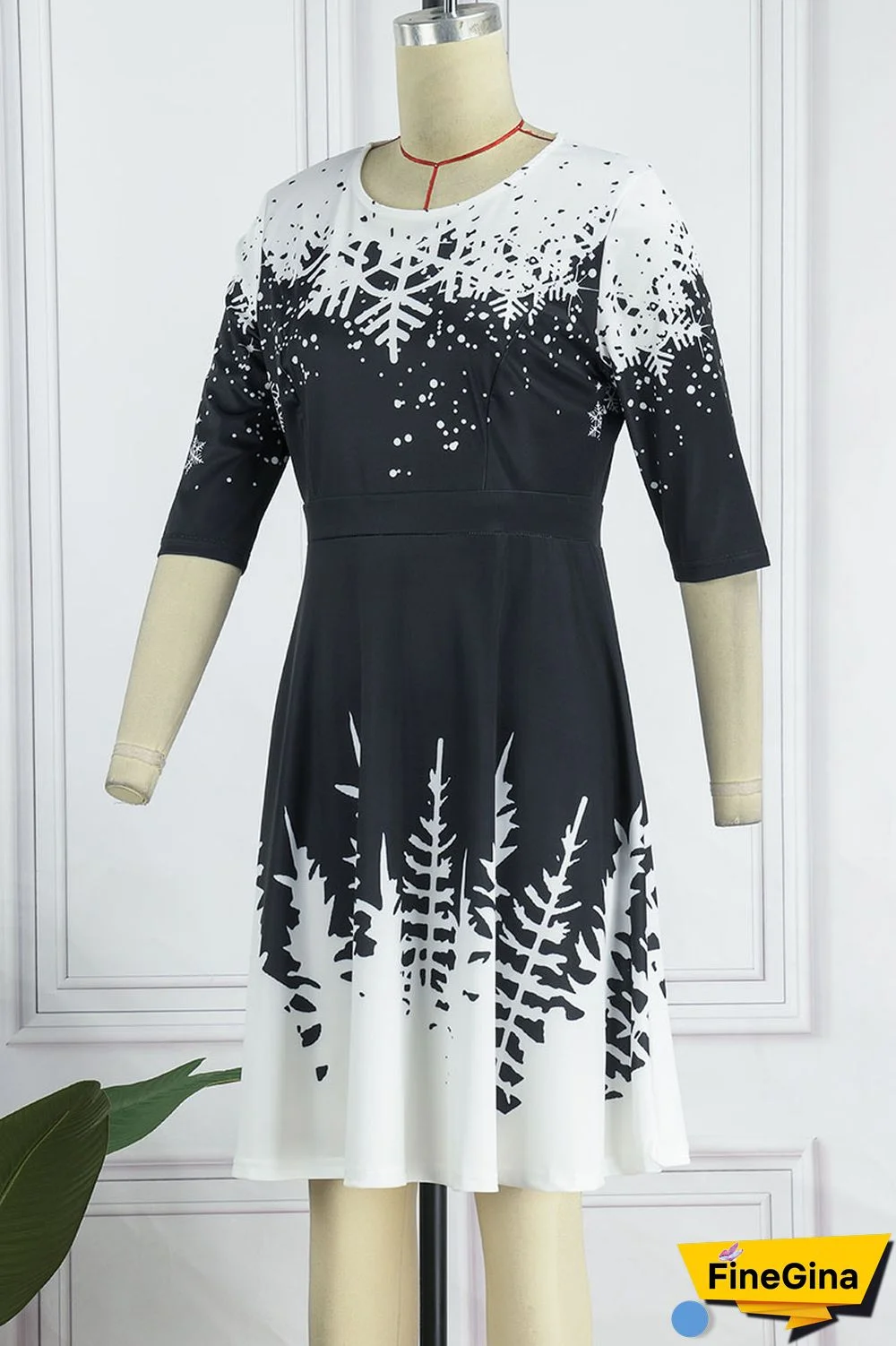 Green Casual Print Patchwork O Neck A Line Dresses