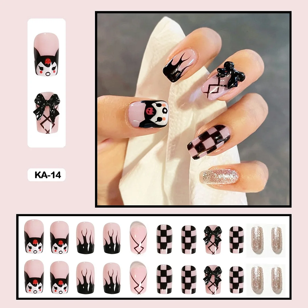 Butterfly Lovely Girl Nail Art Wearable Press On Fake Nails Tips With Glue And Sticker 24pcs/box With Wearing Tools As Gift-Nail Inspo