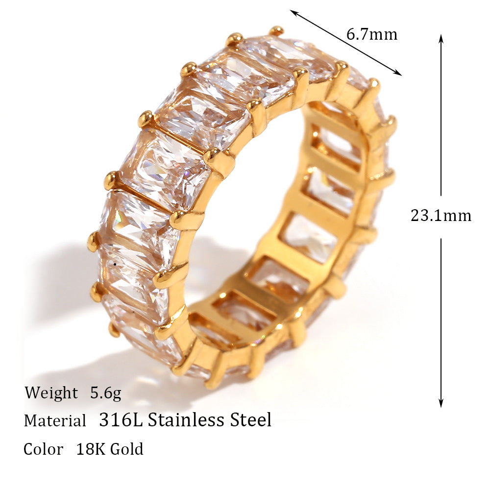 Women Fashion Circle Geometric Stainless Steel 18K Gold Plated Rings