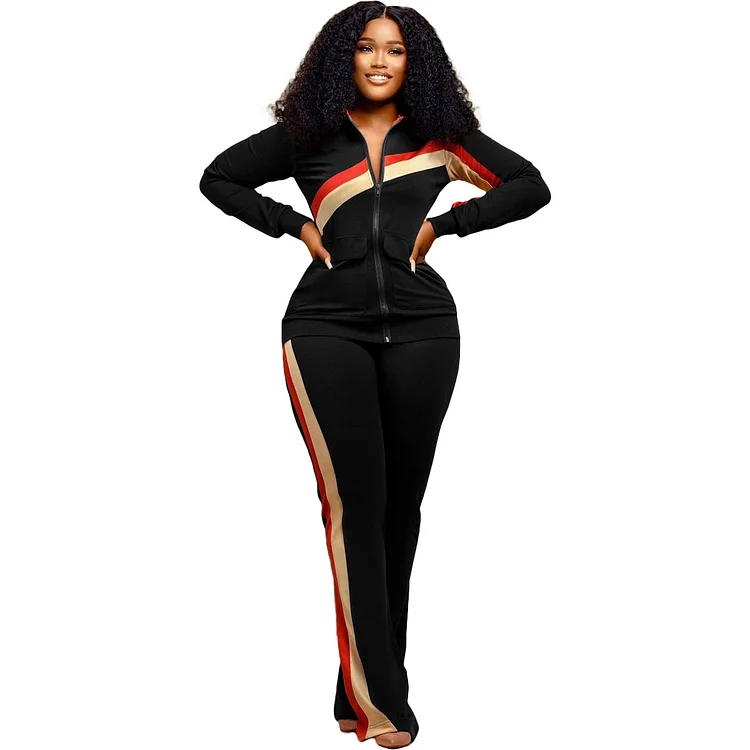African Clothes For Women 2 Piece Set Tops And Pant Suits Spring Autumn New Fashion Splice Casual African Clothing Tracksuit Set QueenFunky
