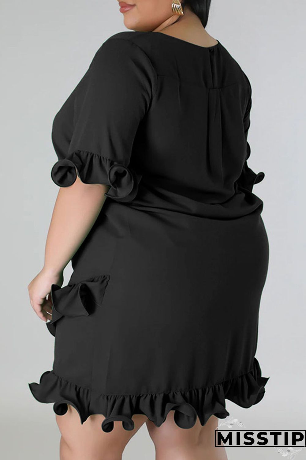 Green Casual Solid Patchwork Asymmetrical Stringy Selvedge O Neck Straight Plus Size Dresses