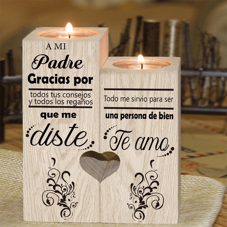 A Mi Padre-candelero de madera de dos piezas sin candela