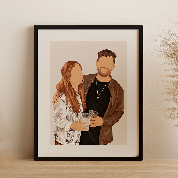 Custom Couple Illustration-Gift For Couple