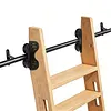 [US Local Warehouse] 20FT Sliding Library Ladder Hardware Kit Floor Roller with Brake Telescopic Top Hook Sliding Track Kit with Complete Hardware Set (No Ladder) Indoor Moving Track for Home Office Loft (Adjustable)