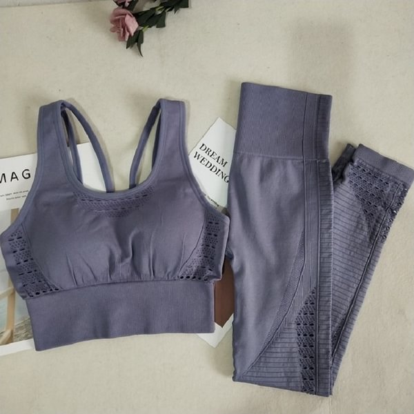 Comfortable 2 Piece Yoga Set Sport Outfit Woman Running Workout Clothes Seamless Fitness Leggings+Longline Sports Bra Gym Sports Wear Women - Shop Trendy Women's Fashion | TeeYours