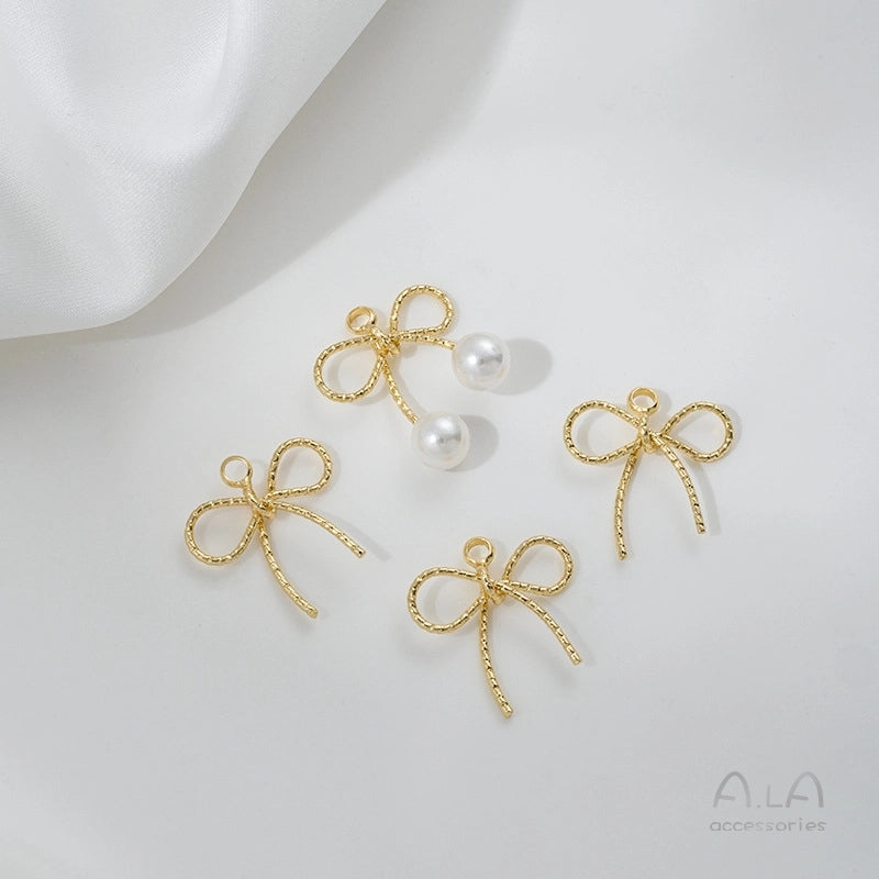 1 Piece 35 * 43mm 35 * 45mm Copper 14K Gold Plated Bow Knot Polished Pendant