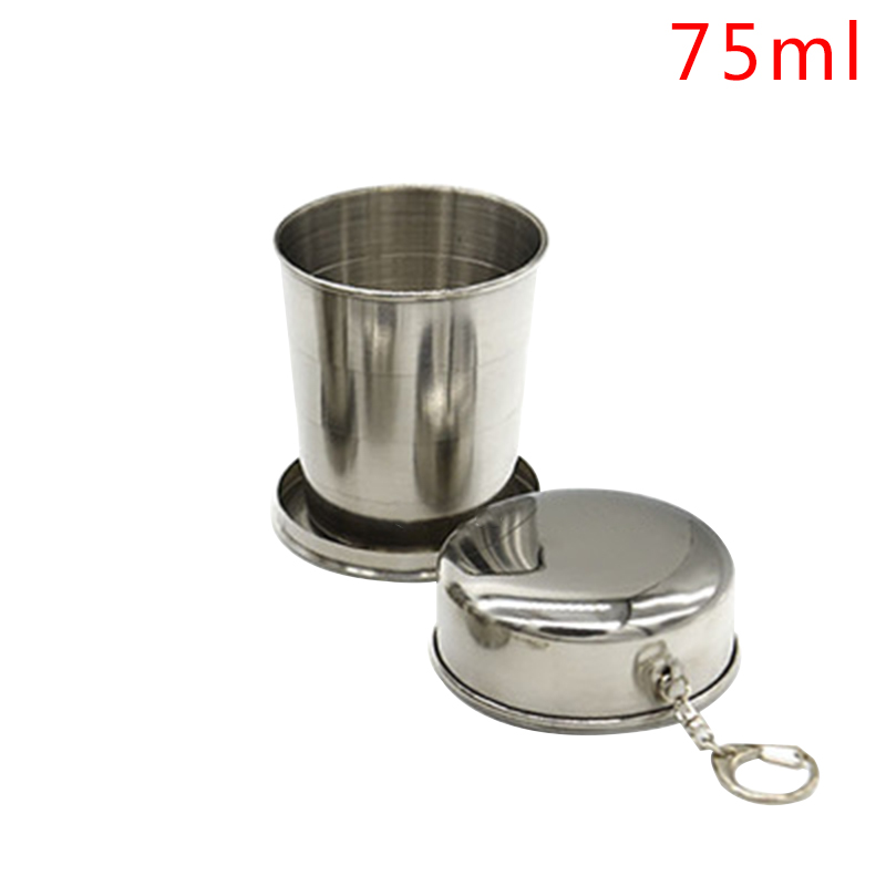 Logicstring 60ml Stainless Steel Telescopic Cup Portable Outdoor Travel Cup Camping Folding Collapsible Cup Home Accessories