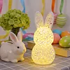 Easter Bunny Night Light 3D Printed LED Cute Rabbit Lamp Lighted Hollow Out Bunny Figurine Easter Gifts Kawaii Room Decor (5PCS)