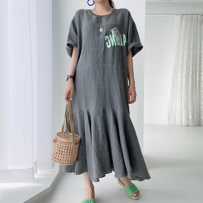 Casual Patchwork Short Sleeve Midi Dress