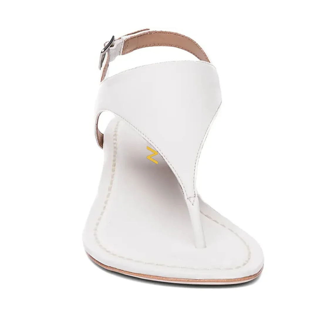 White Round Toe Rhinestone Heeled Buckle Strappy Summer Sandals