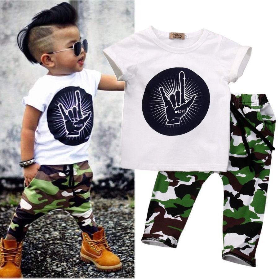 Toddler Baby Kids Boys Tops T-shirt Pants Army Green Outfits