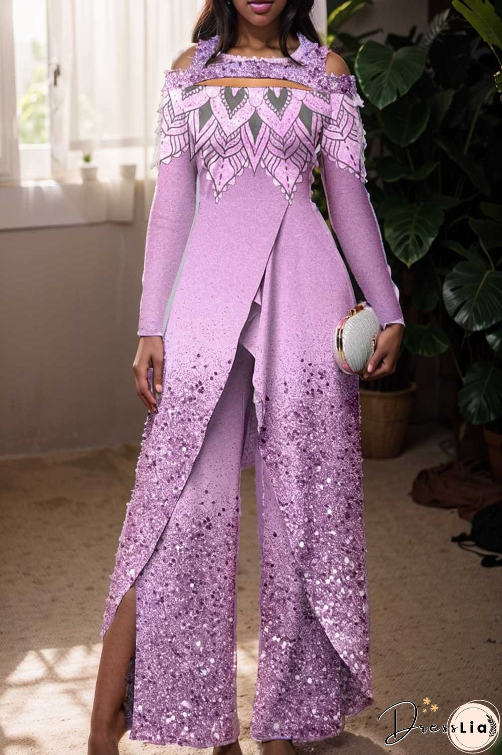 elegant gradient print off shoulder women s jumpsuit