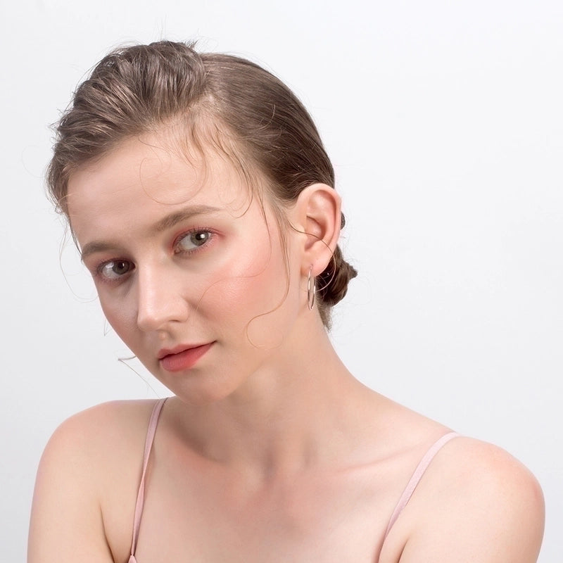 1 Pair 925 Sterling Silver Round Hoop Earrings