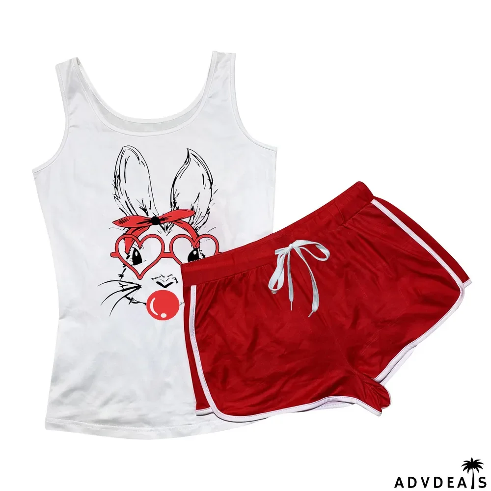 Women'S Clothes Sexy Rabbit Printed Camisole Shorts Set Two-Piece Set