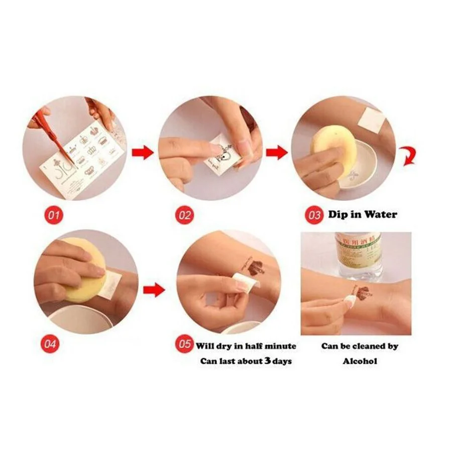 Temporary Flash Einmal Tattoo Classic gold Armband Hals Kette Henna 25teilig NEU