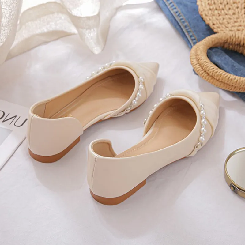 Breakj Breakj And Summer 2025 New Light-Mouthed Sharp Head Flat Side Air Fairy Evening Evening Wind Gentle Temperament Working Single Shoes