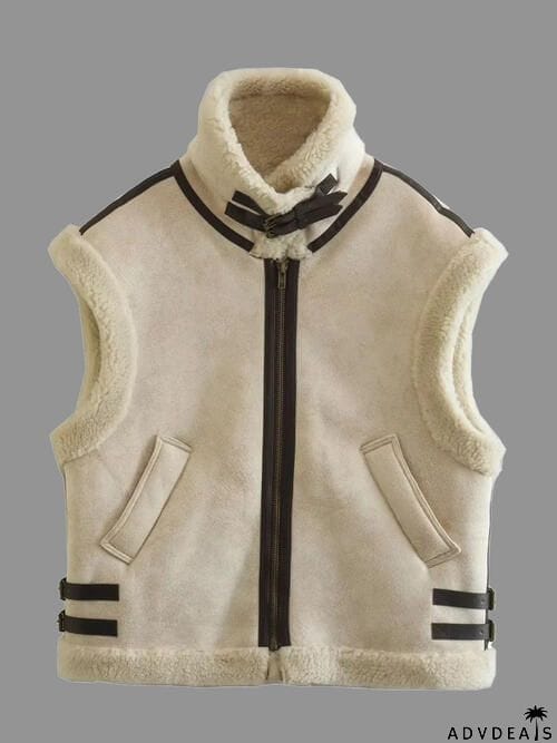 Contrast Zip Up Fleece Vest