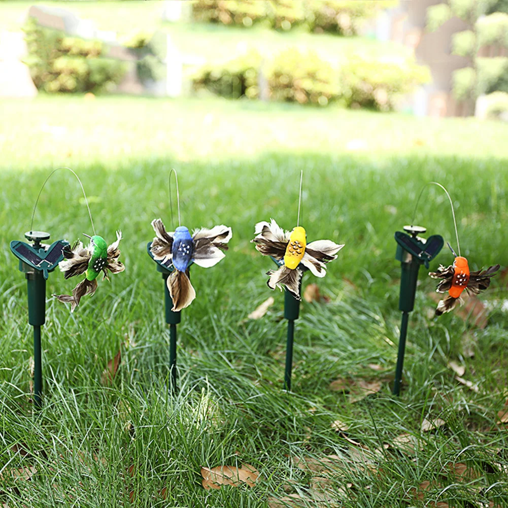Solar Powered Artificial Flying Lawn Stakes Yard Art Ornament (Hummingbird)