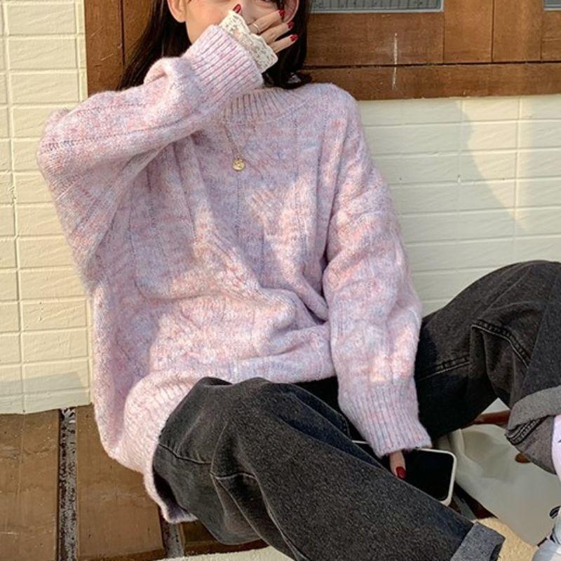  thdmladies Designer Loose Sweater With Round Neck thedmladies