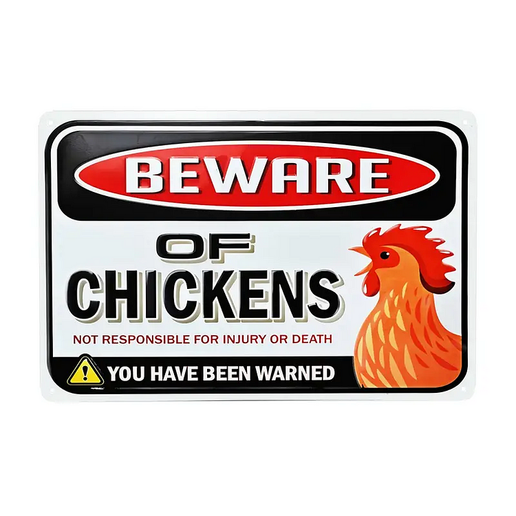 Méfiez-vous des poulets - enseignes en étain vintage / enseignes en bois - 7.9x11.8in & 11.8x15.7inch