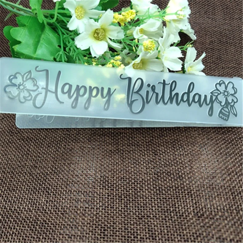 Happy Birthday geometric Plastic Embossing Folder For Scrapbook DIY Album Card Tool Plastic Template