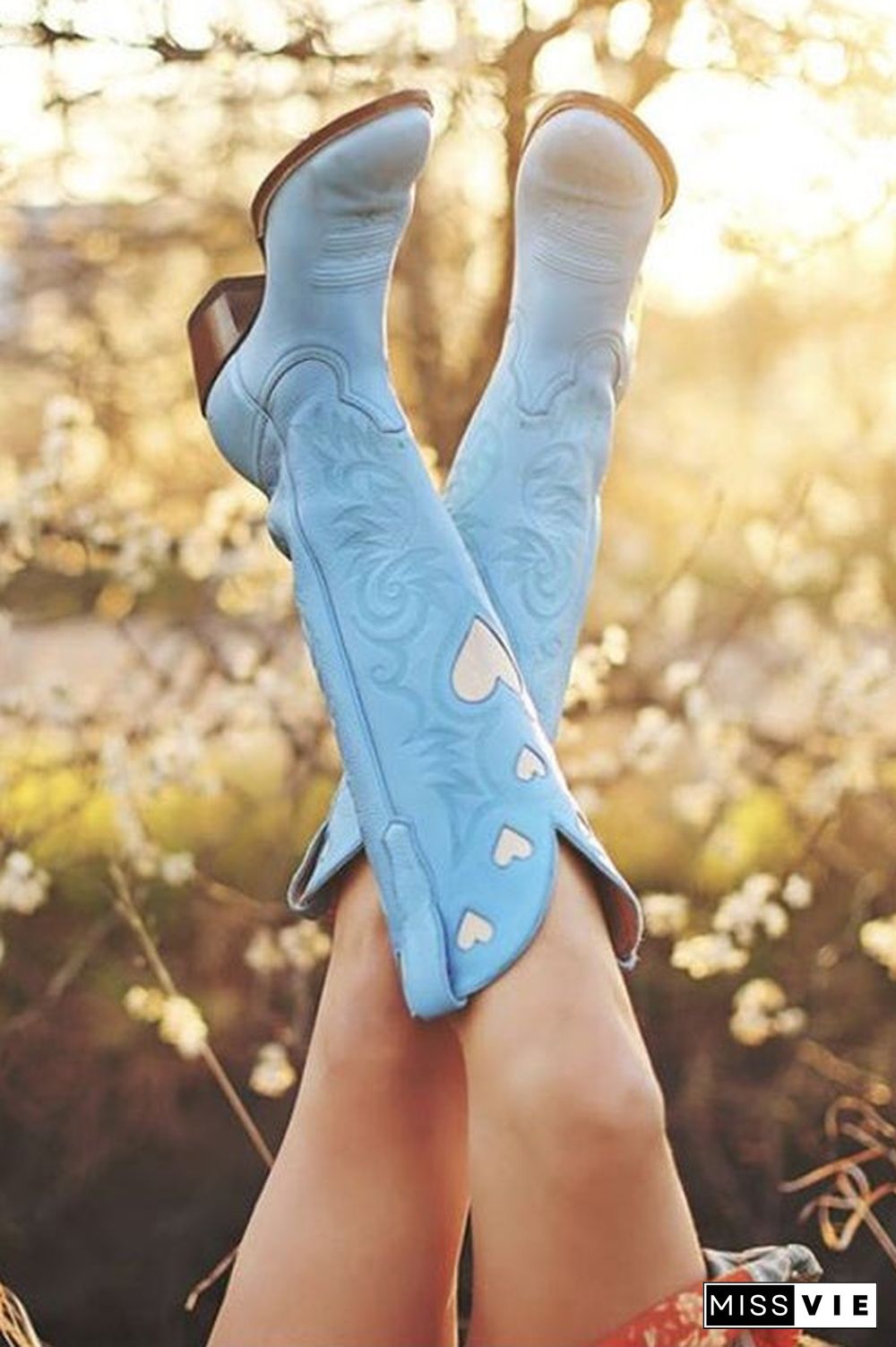 Heart Slip On Cowgirl Boots