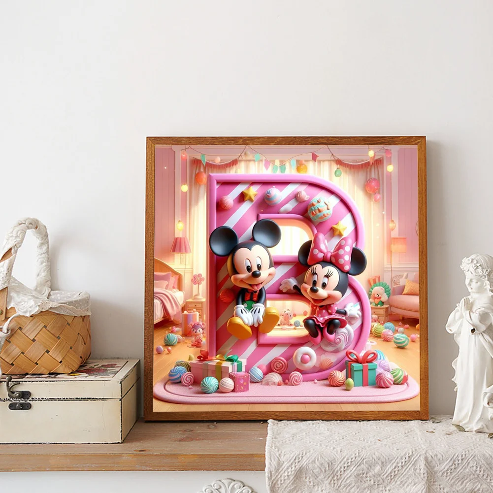 Full Round Diamond Painting 40*40cm - Mickey Minnie Alphabet