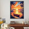 Sonnenuntergang Seeblick - runder Bohrer Diamantmalerei - 40*50cm