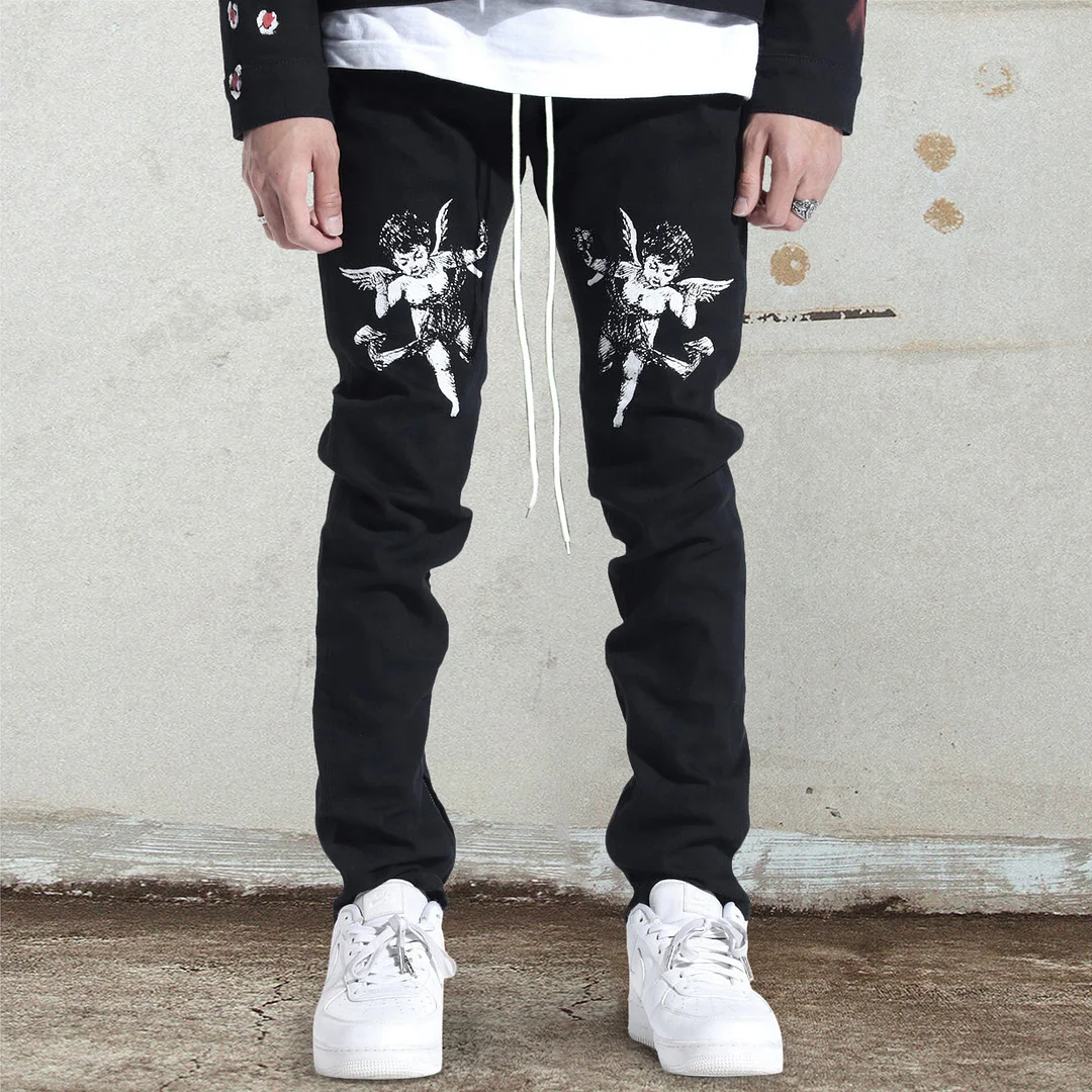 Angel print trendy trousers