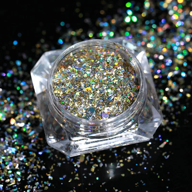 1g Glitter Nail Sequins iridescent Powder Shining Irregular 3D Hexagon Colorful Sequins Summer Popular DIY Nail Art Decoration-Nail Inspo