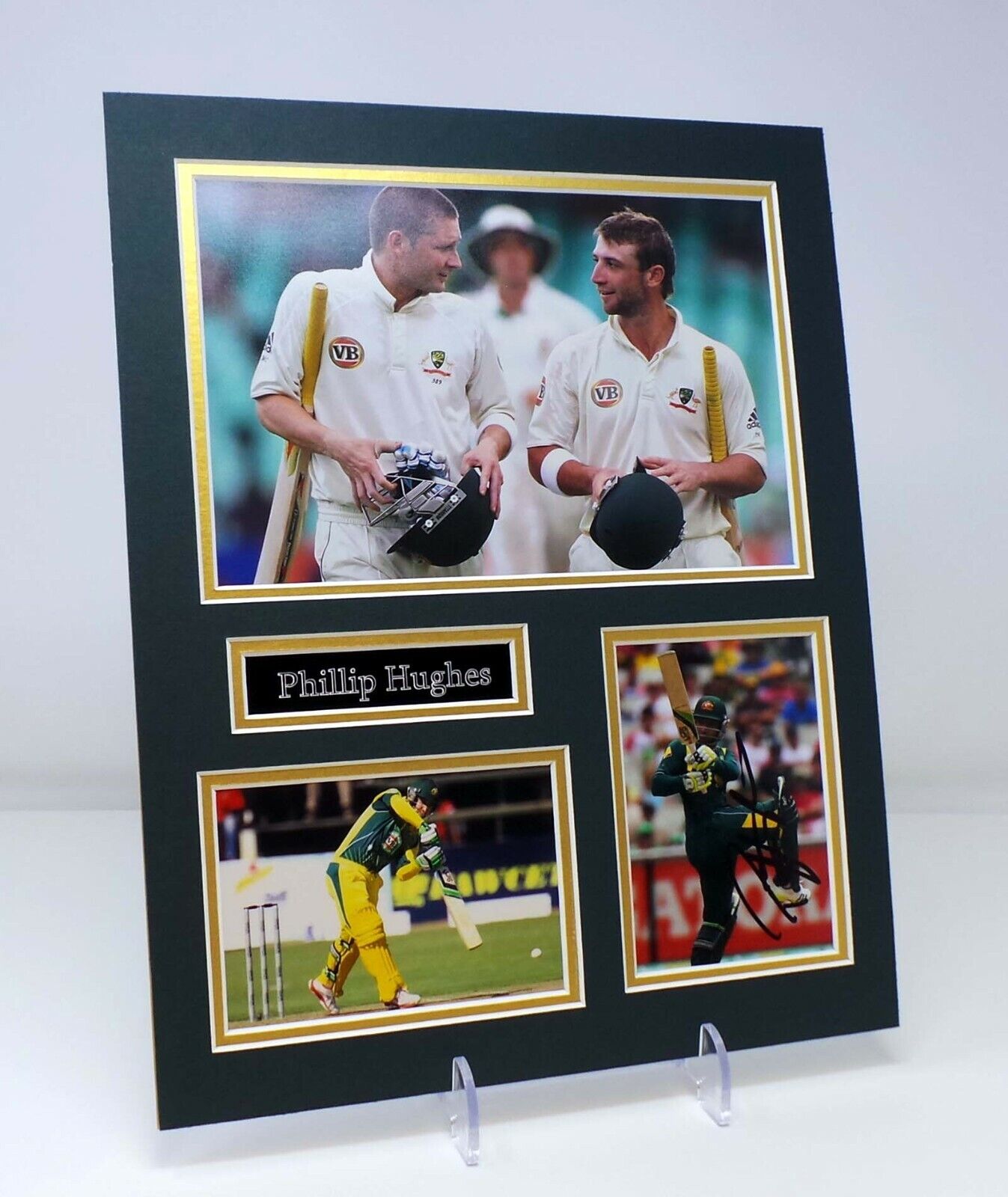 Phil Phillip HUGHES Signed Mounted Photo Poster painting Display COA AFTAL Austrialian Cricket