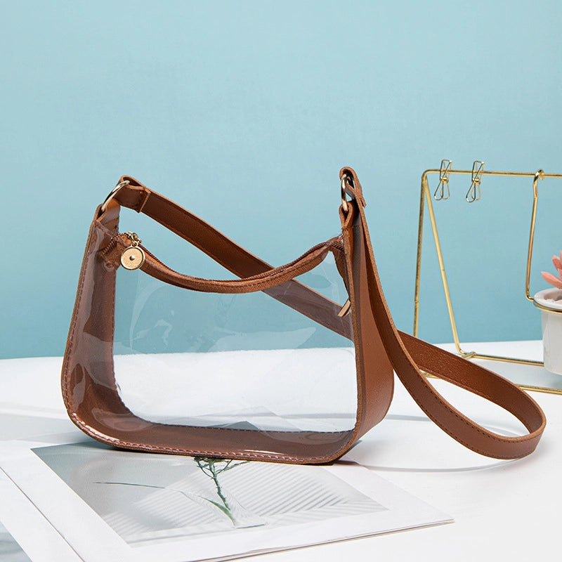 Women’s Medium PVC Solid Color Streetwear Pillow Shape Zipper Crossbody Bag