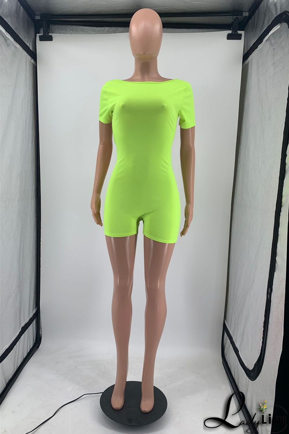 Yellow Fashion Casual Solid Basic O Neck Skinny Romper