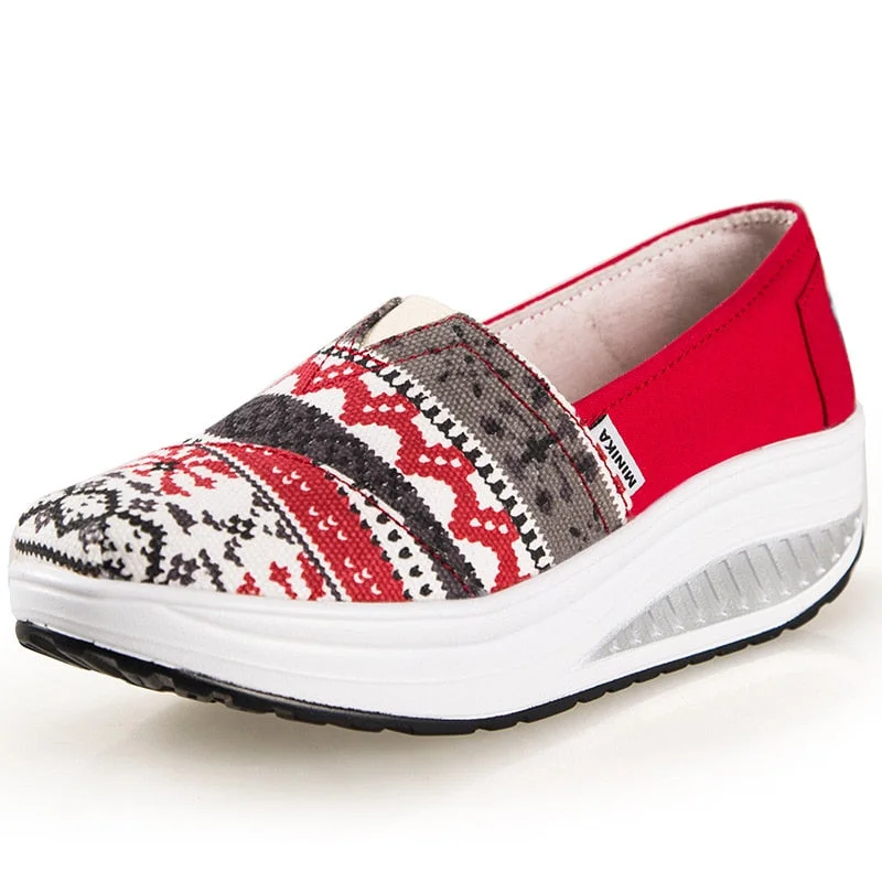 Comemore Autumn Spring Summer Ladies Canvas Espadrilles Women Ballet Flats Casual Loafers Wedge Platform Sneakers Slip on Shoes