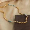 Natural Blue Purple Stones Golden Necklace