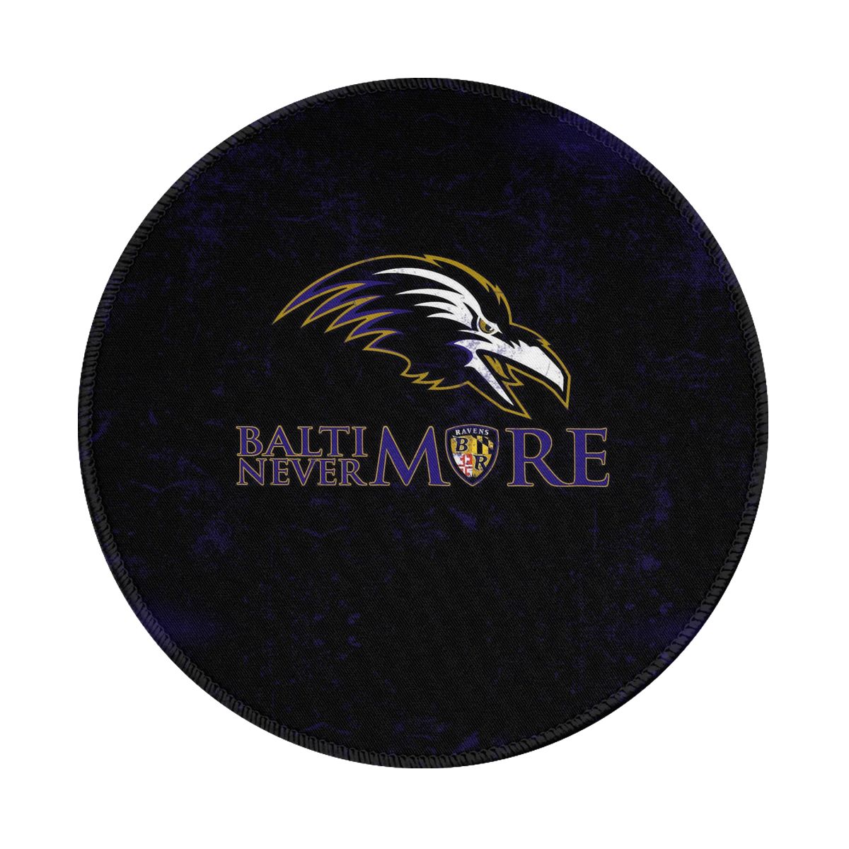 Baltimore Ravens Nevermore Waterproof Round Mouse Pad for Wireless Mouse