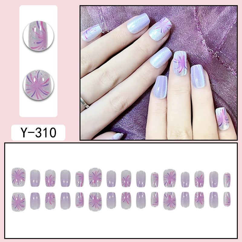Sweet Color Block Heart Shape ABS Press-on Nails 1 Set