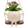 Resin simple swing creative smiley pattern flower pot home living room succulent potted decorative ornaments