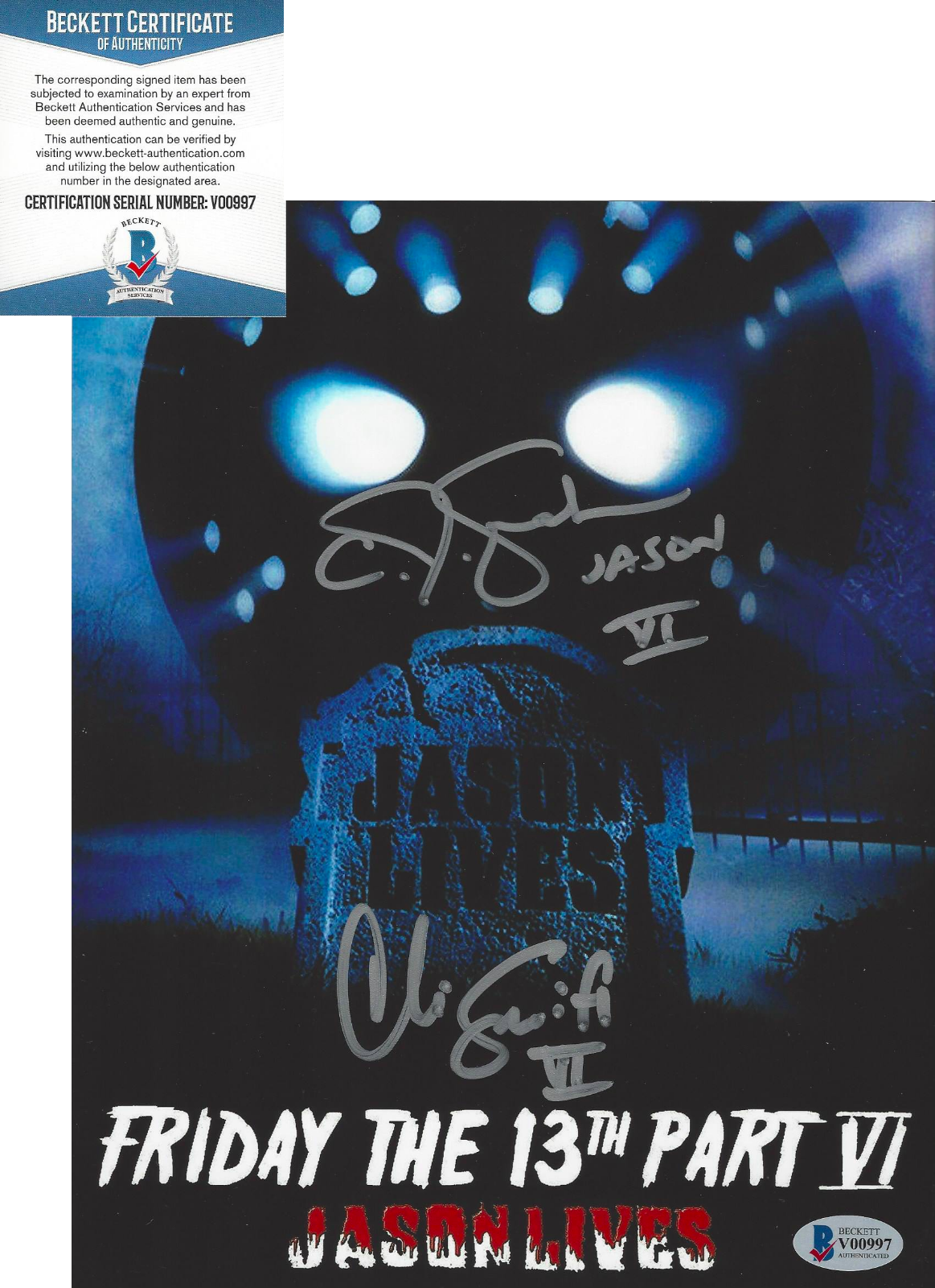 CJ GRAHAM & CHRISTOPHER SWIFT SIGNED FRIDAY THE 13TH PART 6 8x10 Photo Poster painting B BAS COA